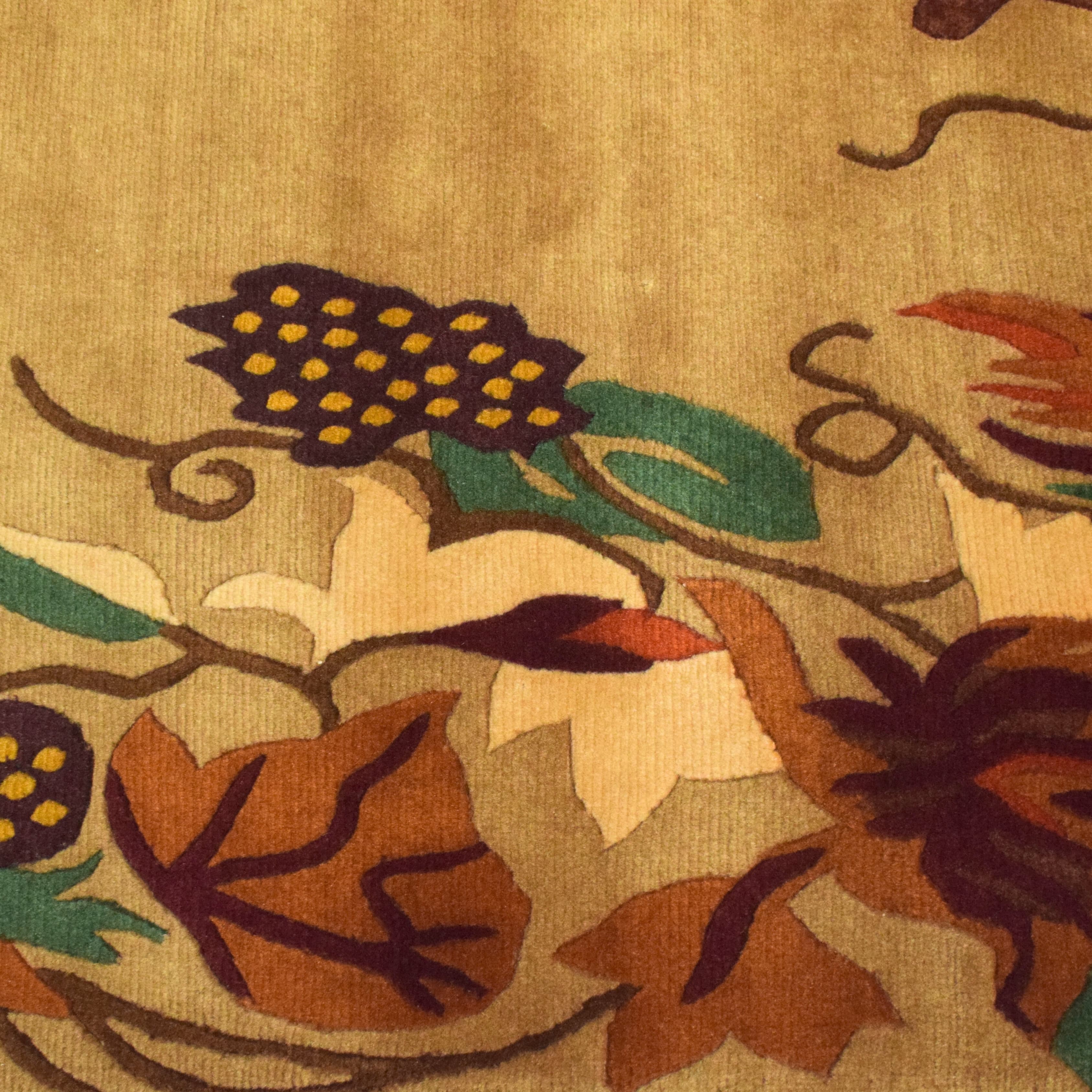 Tibetan-style floral/vine wool carpet 5
