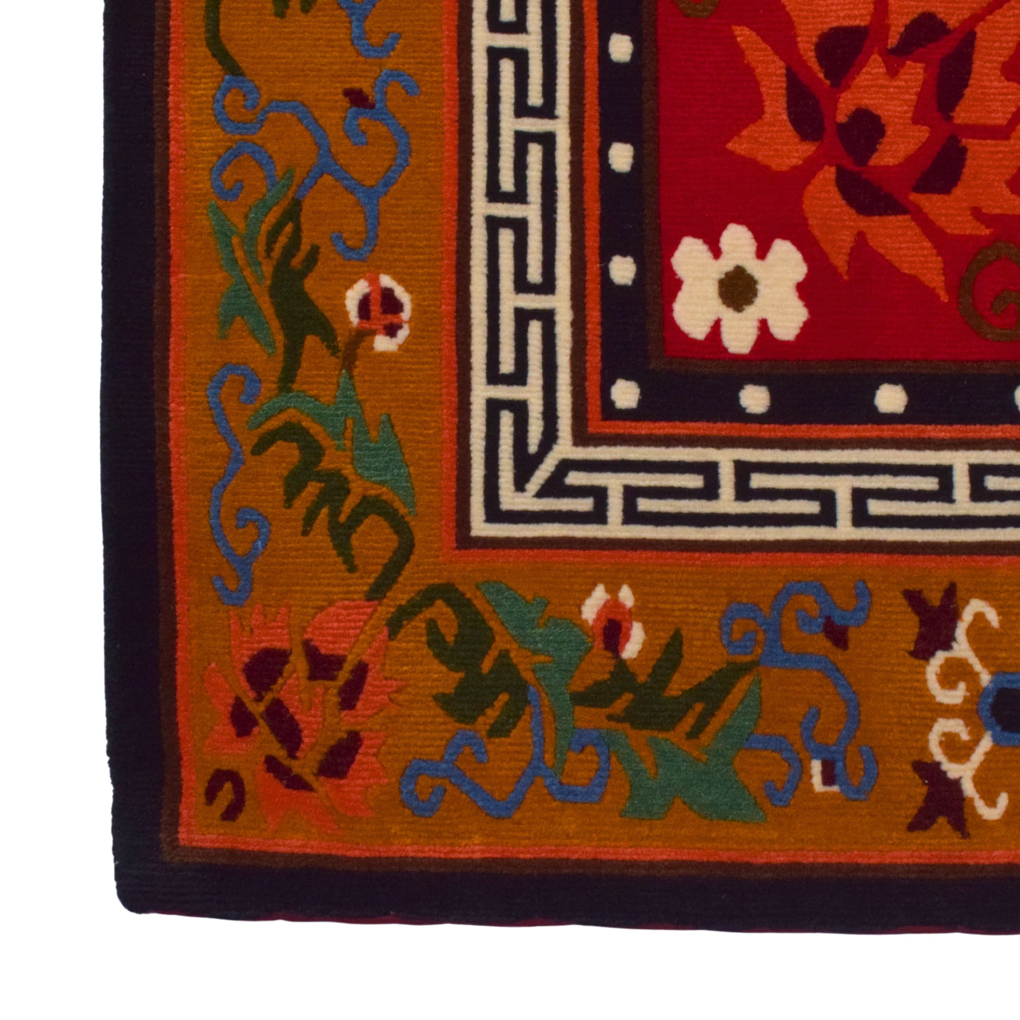 Tibetan Red Floral Medallion Carpet 2