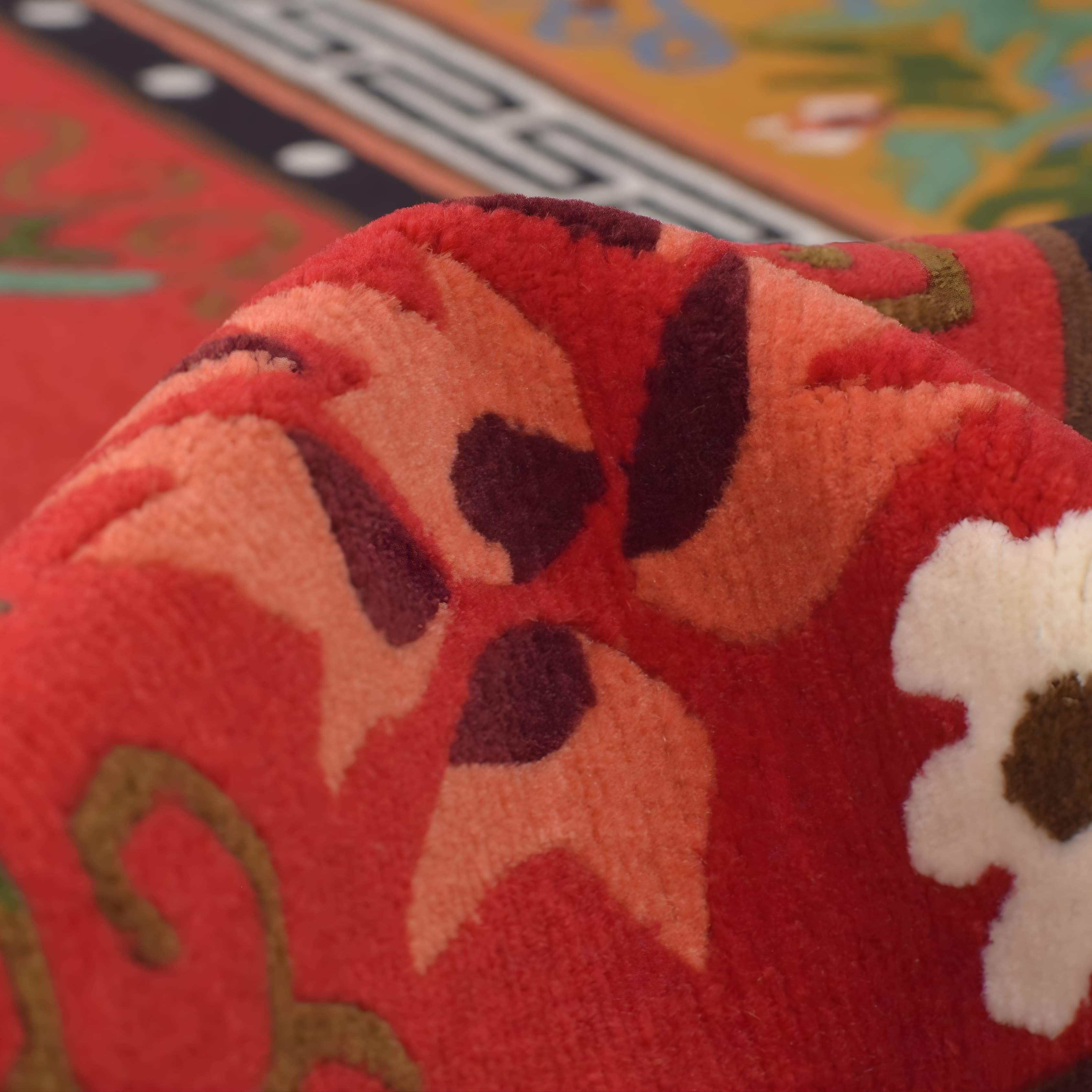 Tibetan Red Floral Medallion Carpet 4