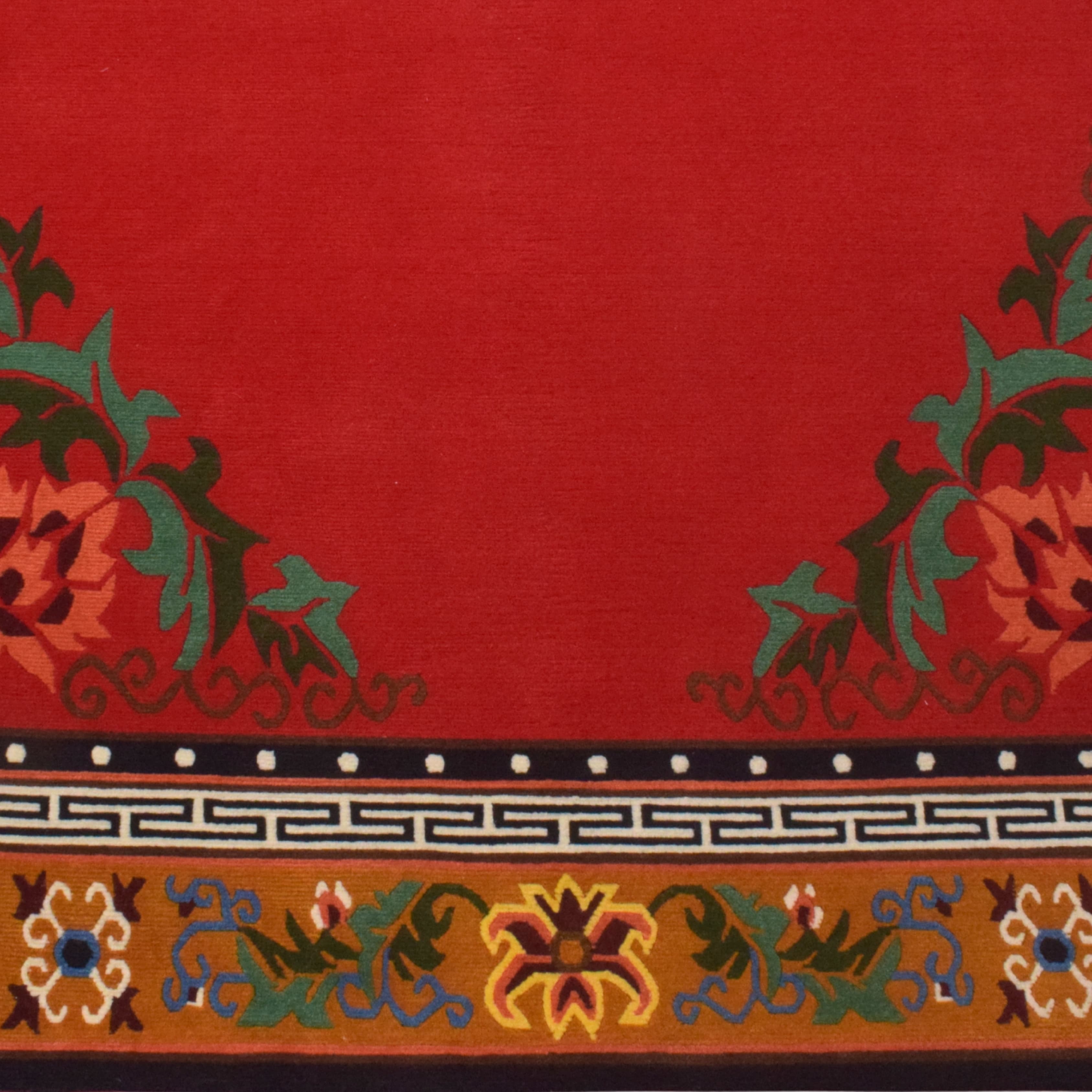 Tibetan Red Floral Medallion Carpet 5