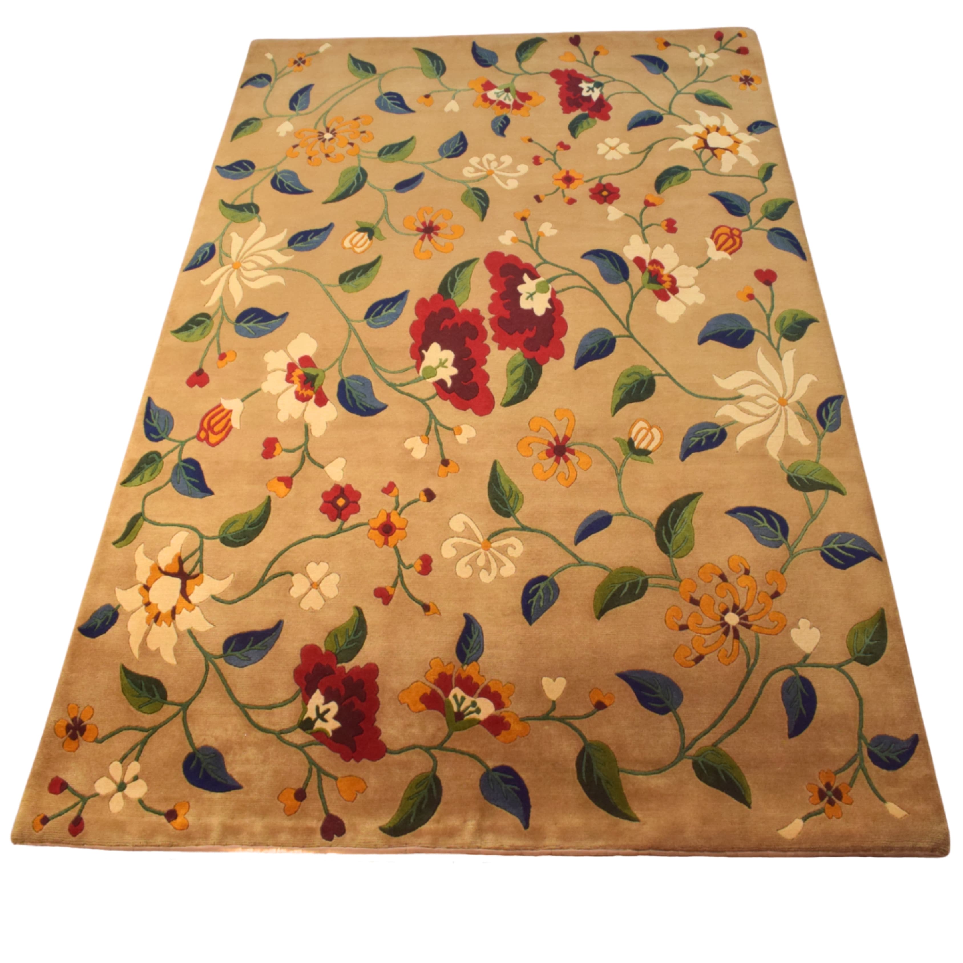 Tibetan Elegant Floral Garden Design Wool Carpet
