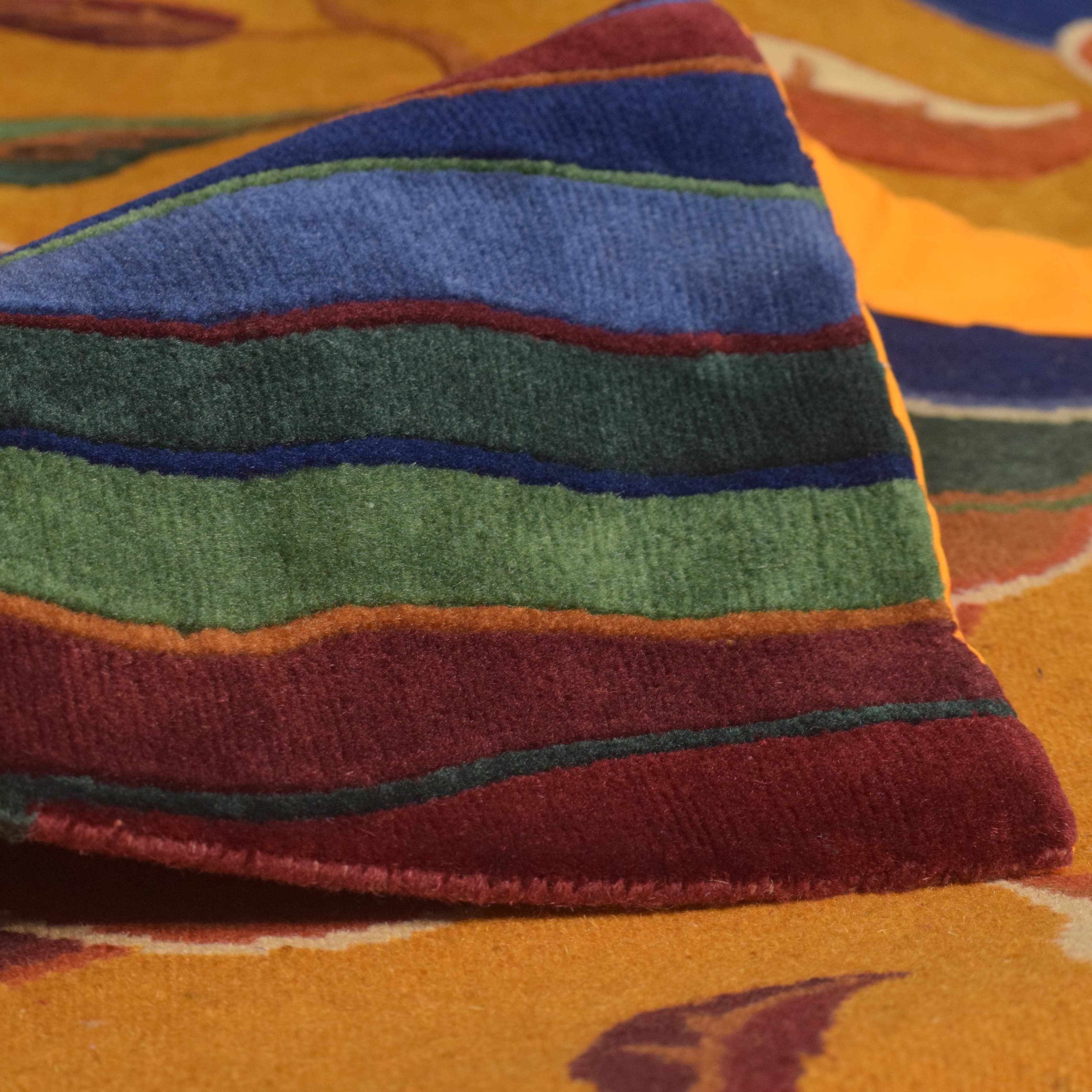 Handmade Nepal Tibetan Wool Carpet – Golden Tree of Life Floral Design 5
