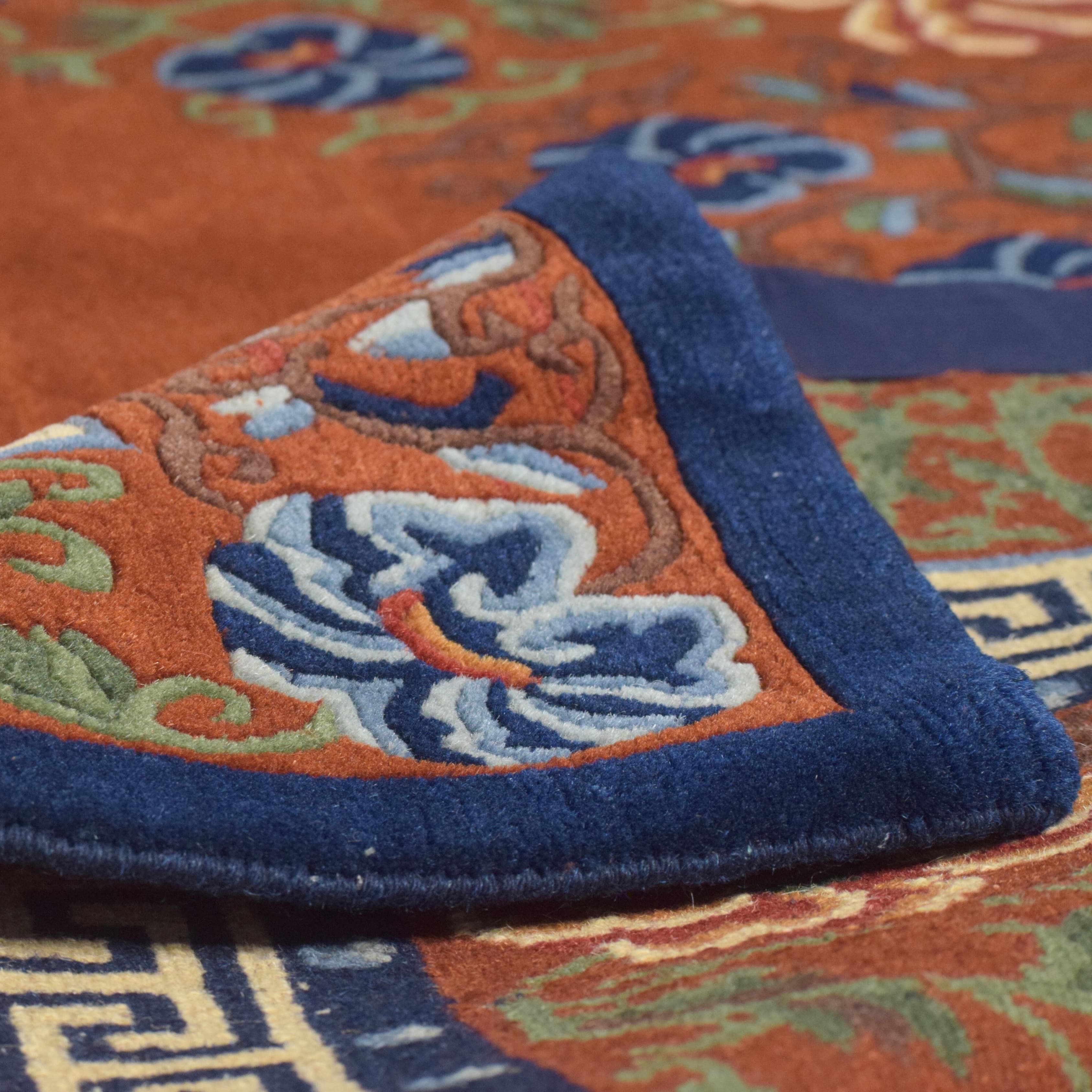 Tibetan Floral Border Handmade Carpet 3
