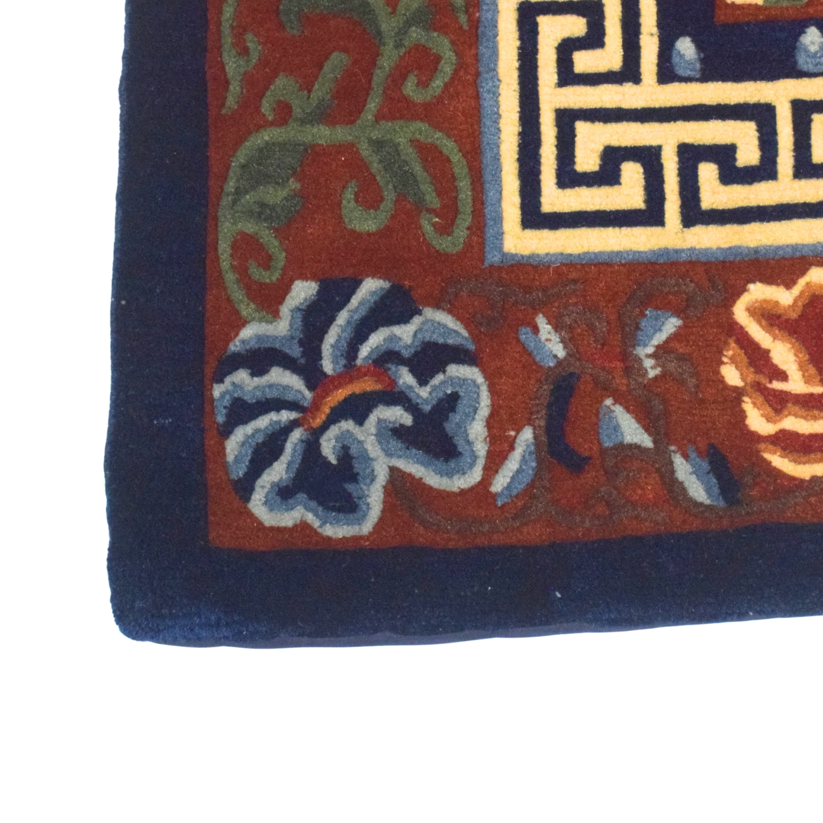 Tibetan Floral Border Handmade Carpet 5