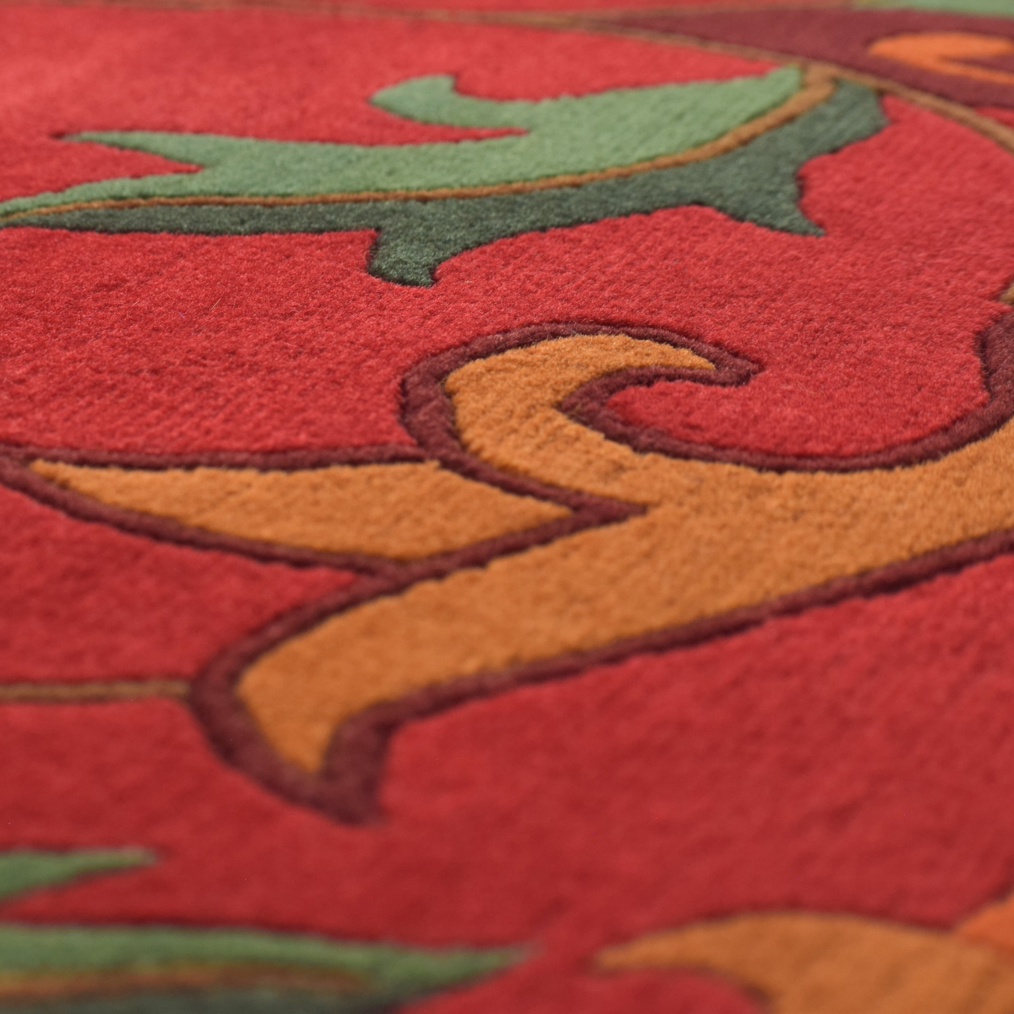 Crimson Floral Round Carpet 2