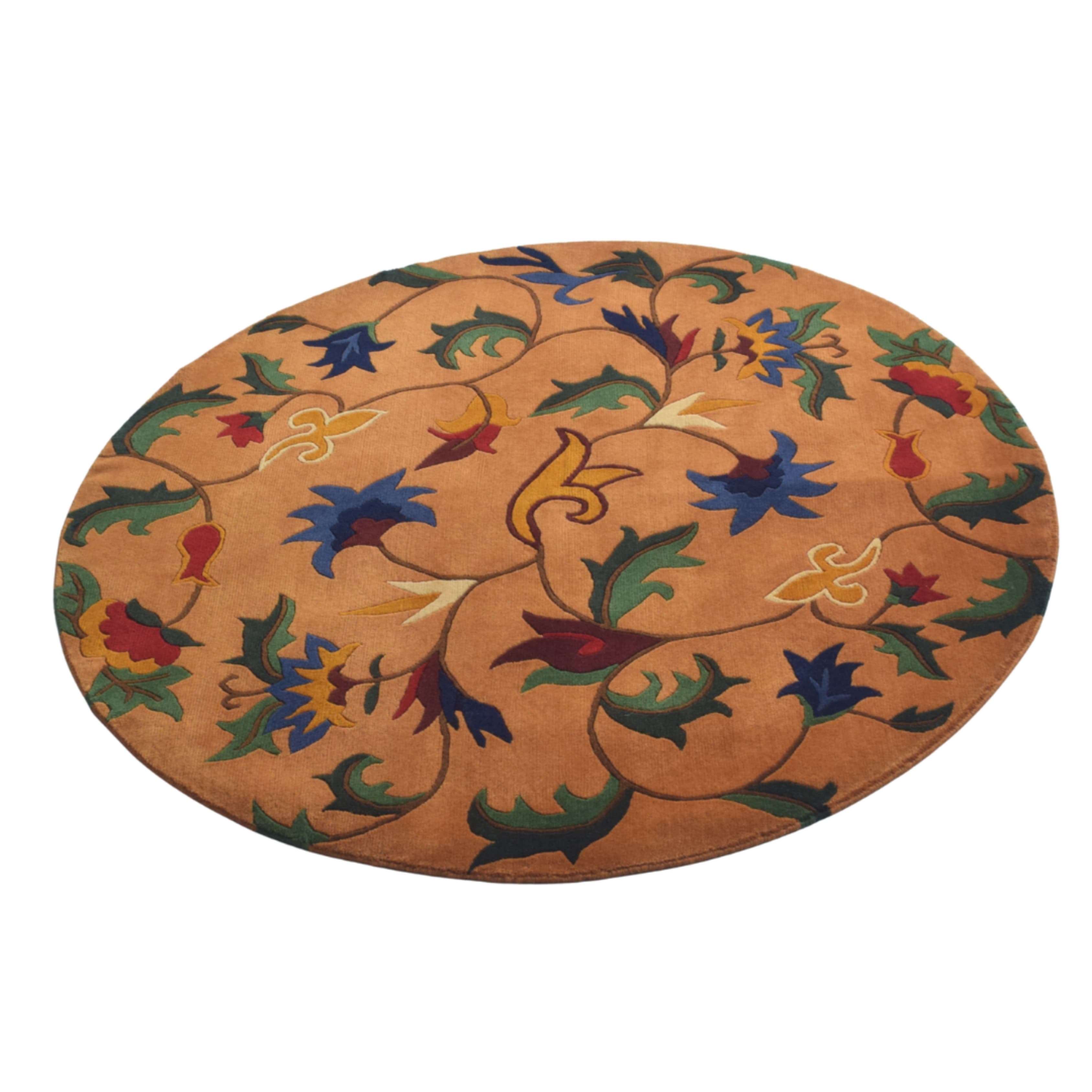 Amber Floral Round Carpet